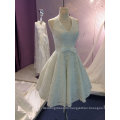 Top Sale Halter Short Ivory Lace Wedding Dress with Bow